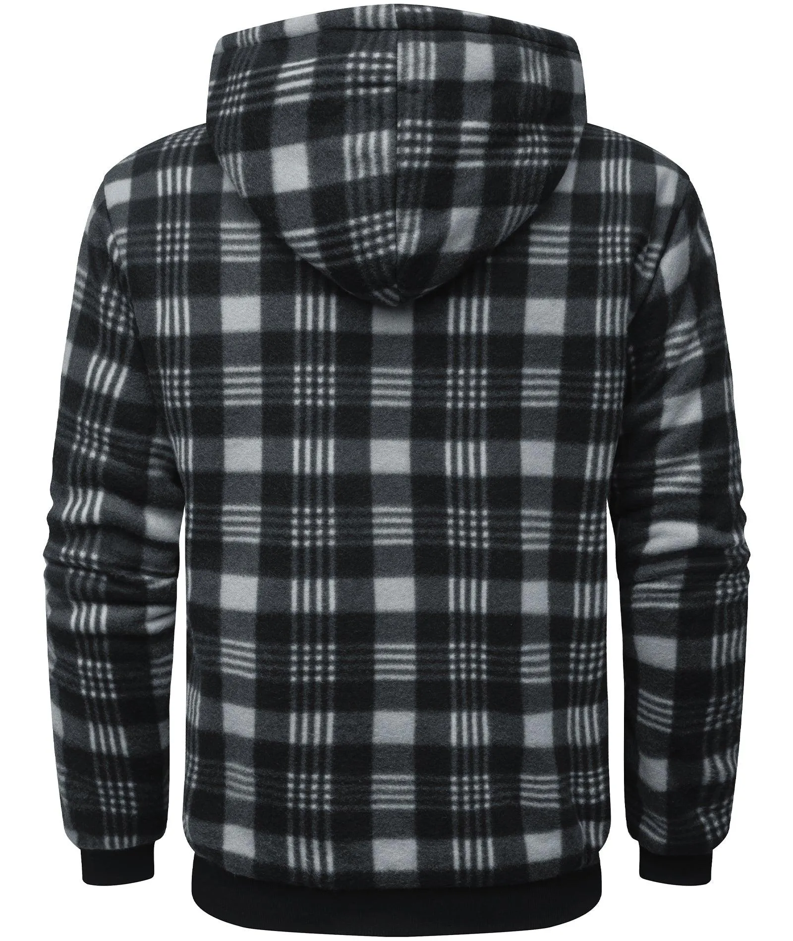 Men's Full Zipper Plaid Fleece Hoodie-ZPK005317