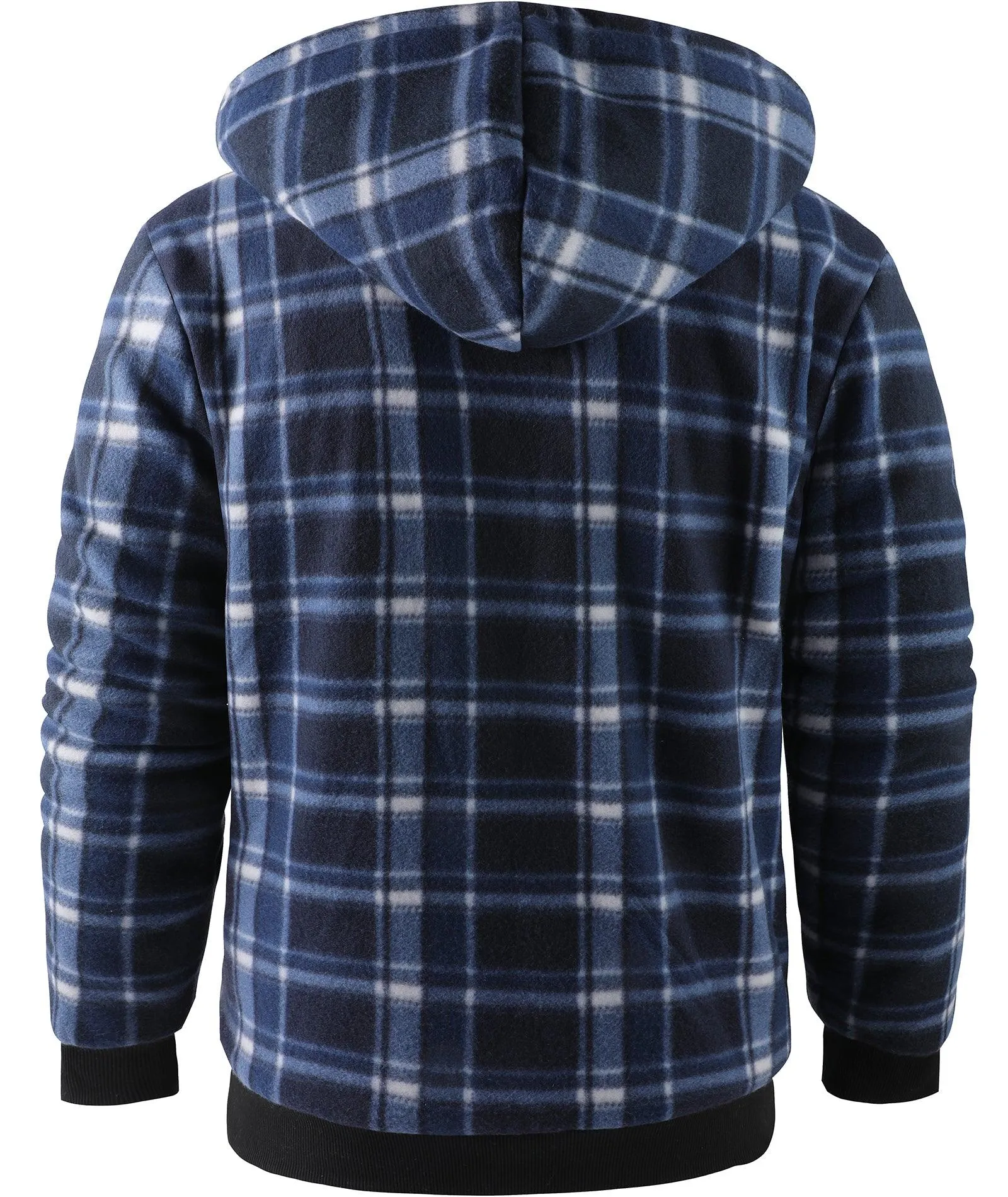 Men's Full Zipper Plaid Fleece Hoodie-ZPK005317