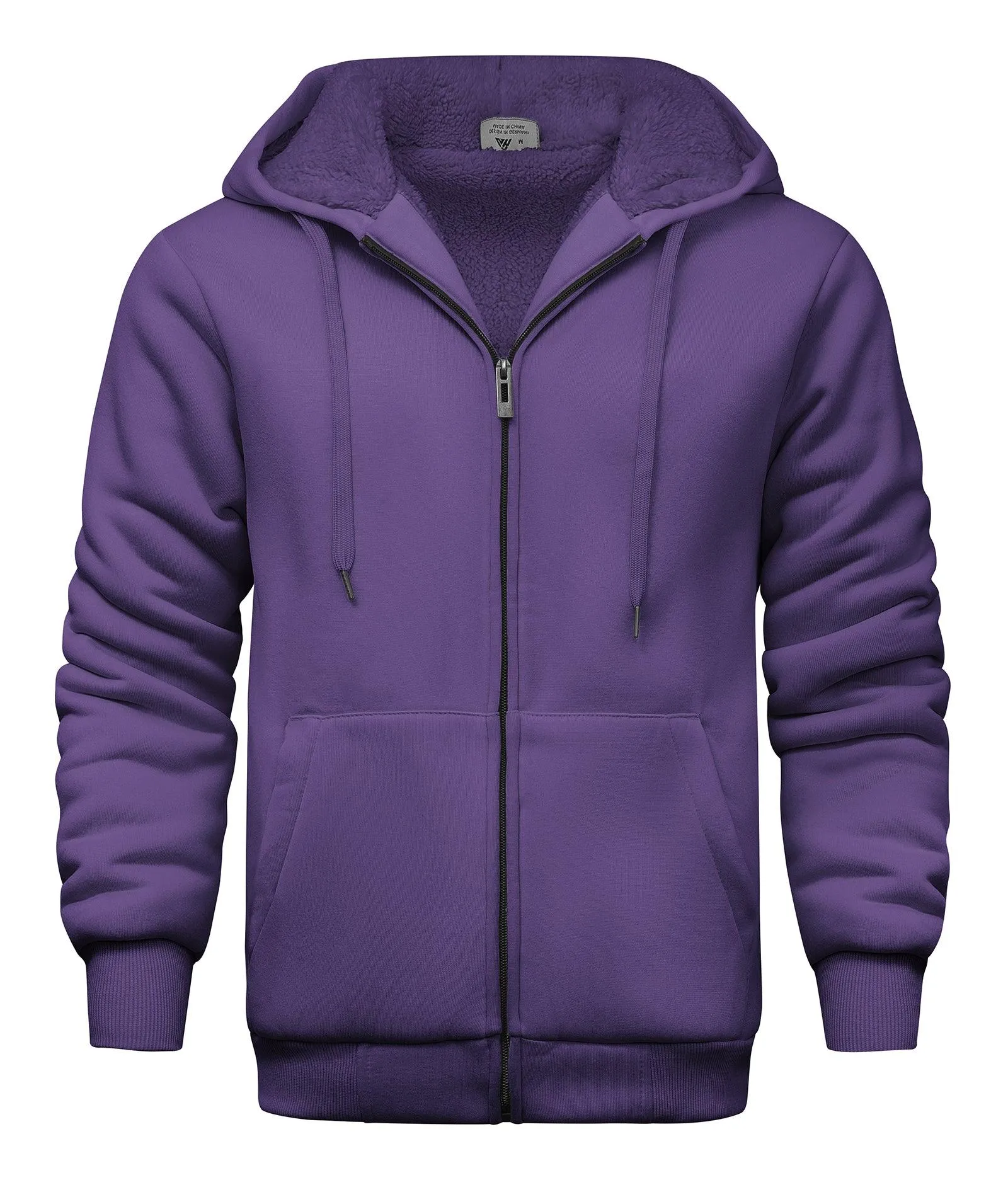 Men's Solid Color Sherpa Fleece Lined Hoodie-ZPK006403