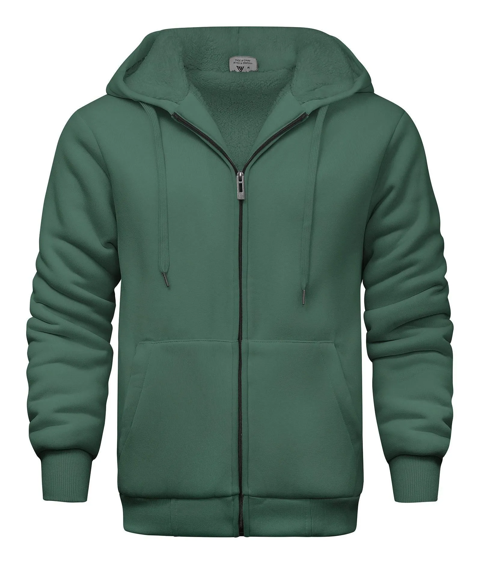 Men's Solid Color Sherpa Fleece Lined Hoodie-ZPK006403