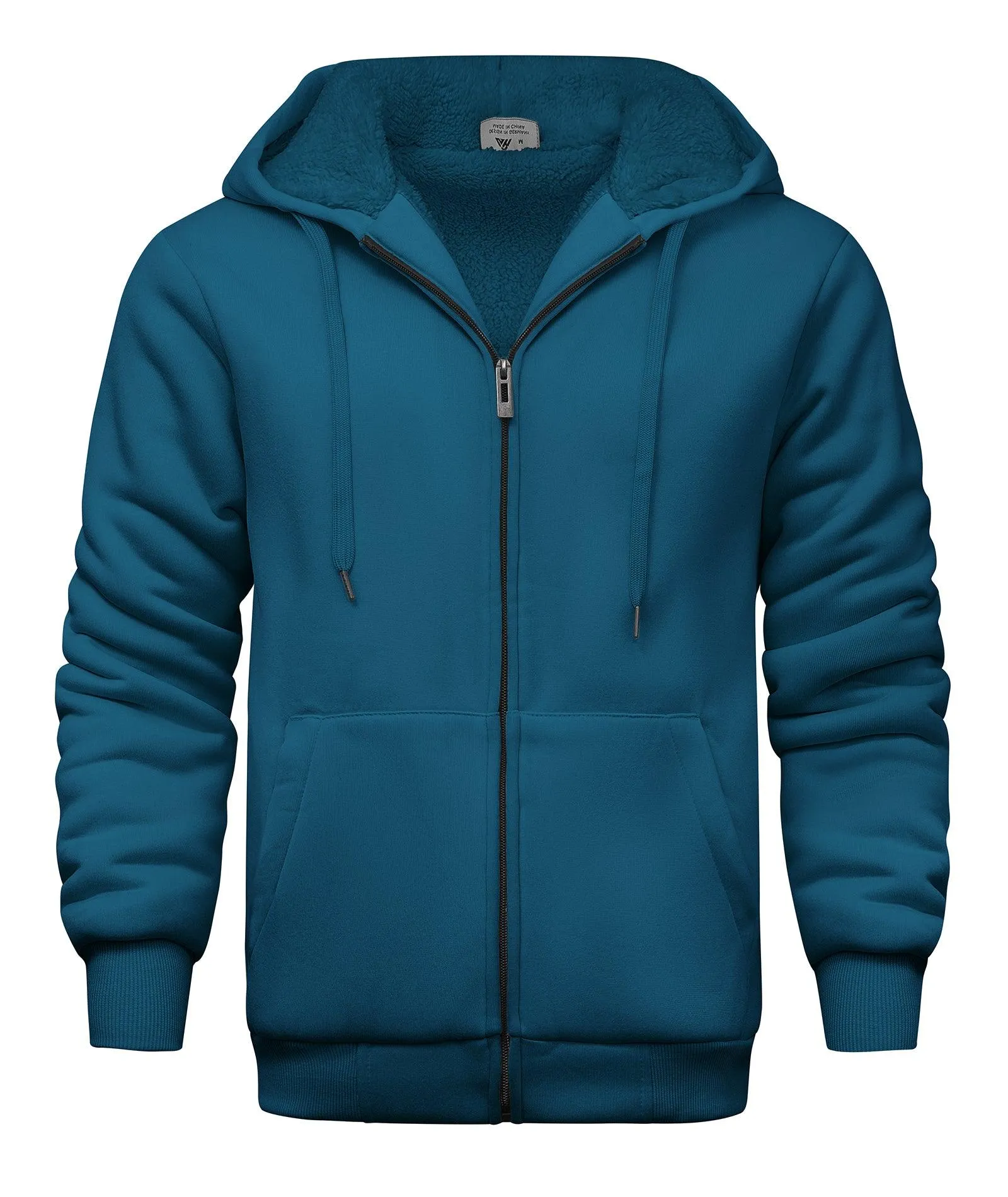 Men's Solid Color Sherpa Fleece Lined Hoodie-ZPK006403