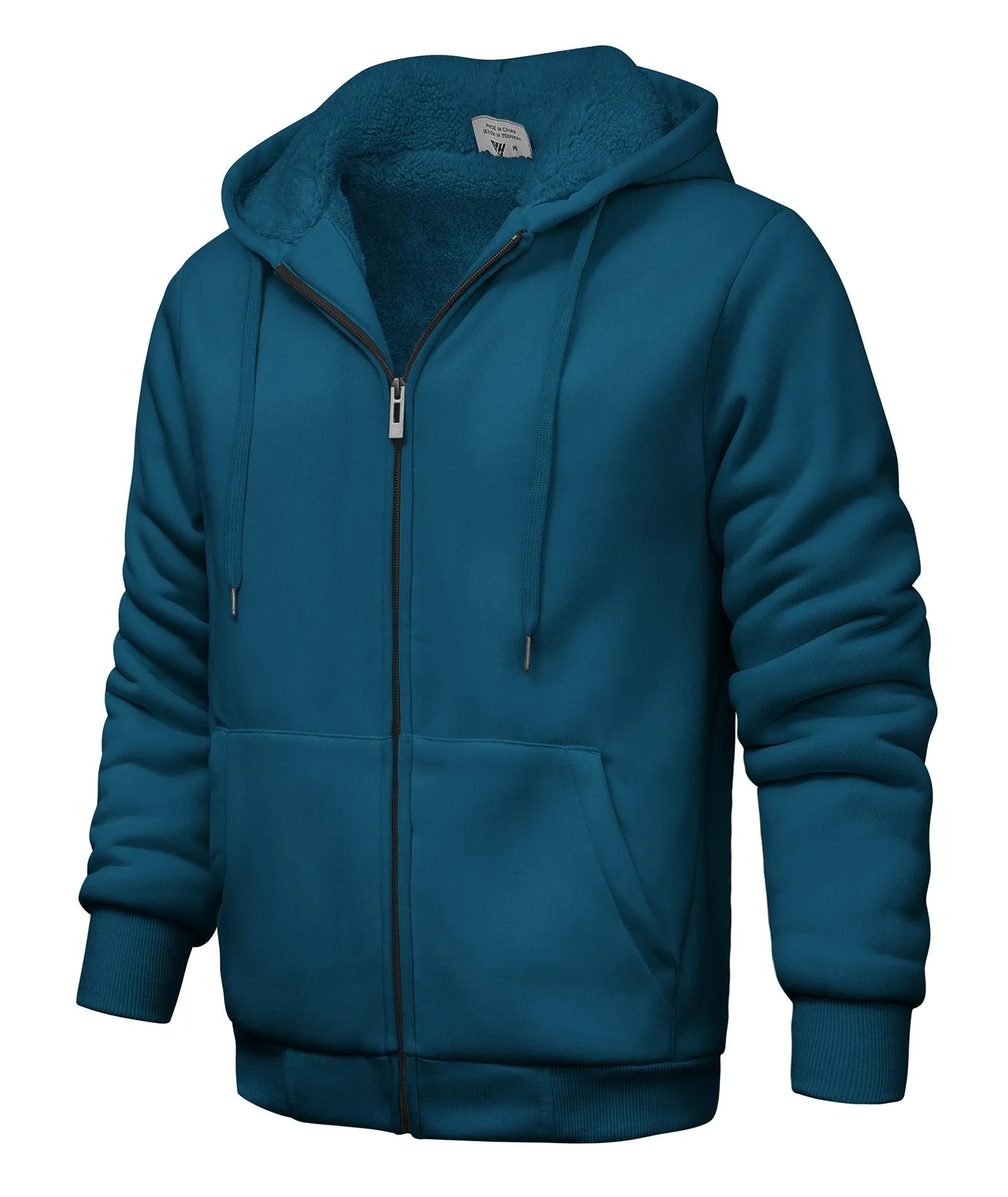 Men's Solid Color Sherpa Fleece Lined Hoodie-ZPK006403