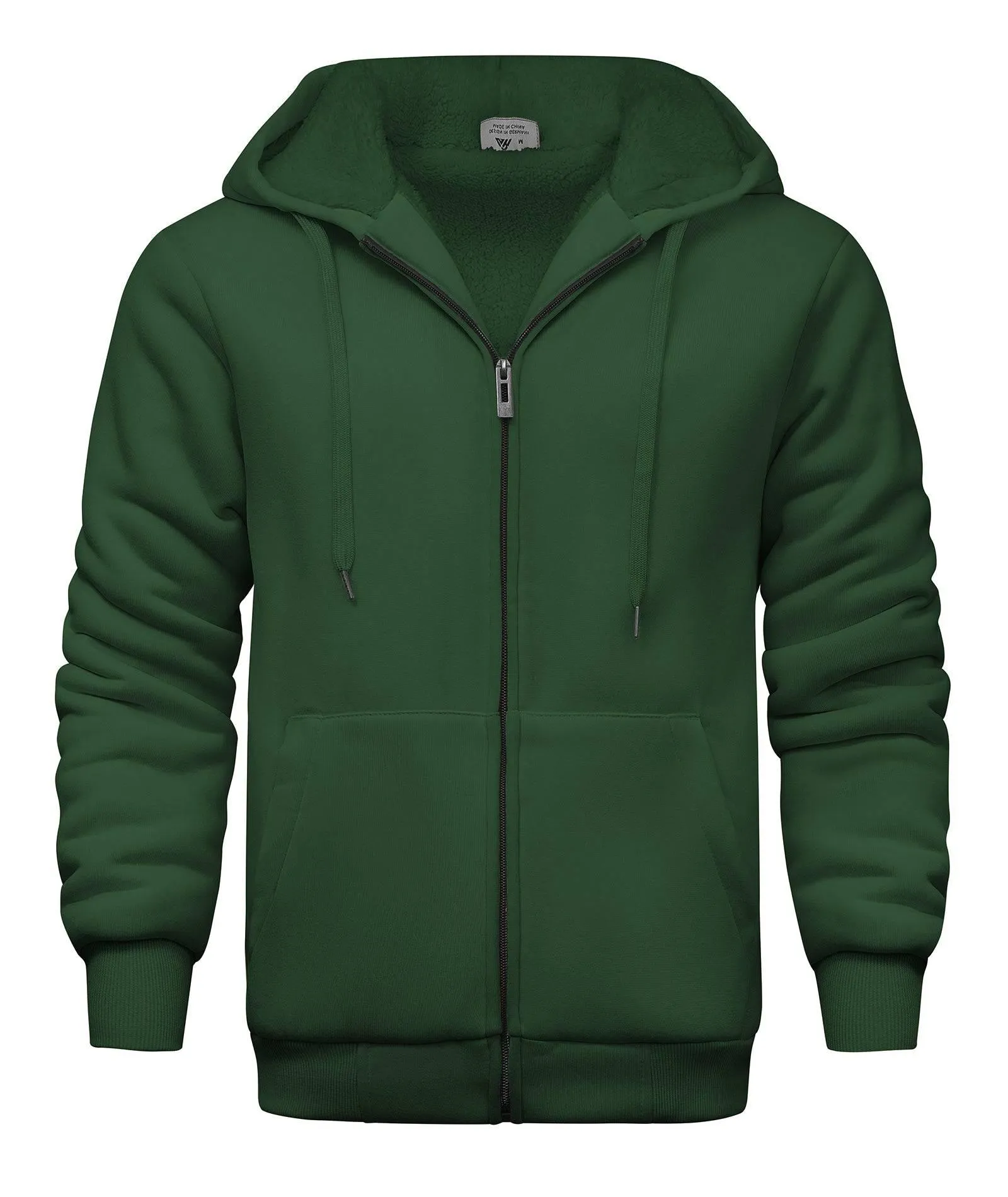 Men's Solid Color Sherpa Fleece Lined Hoodie-ZPK006403