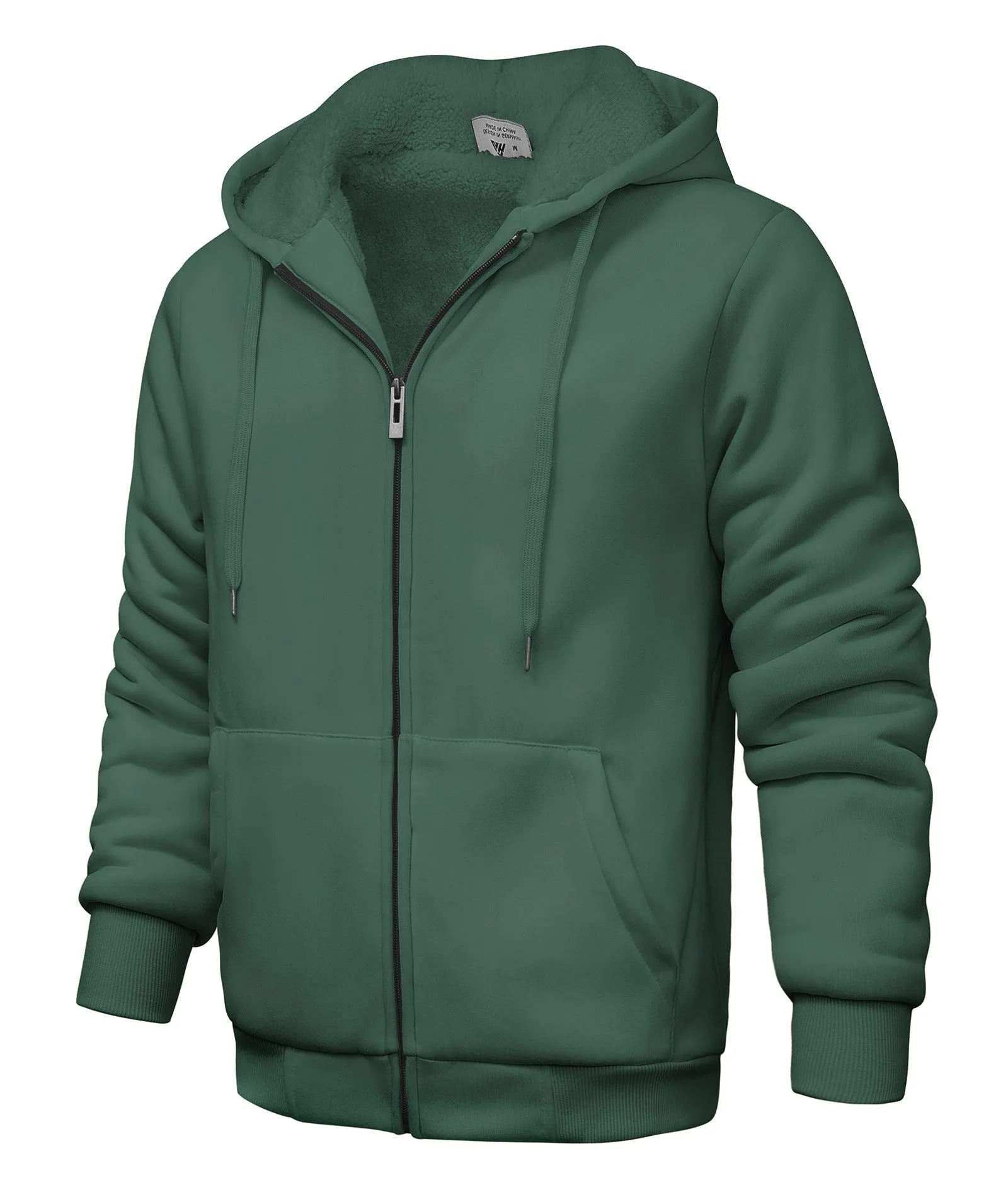 Men's Solid Color Sherpa Fleece Lined Hoodie-ZPK006403