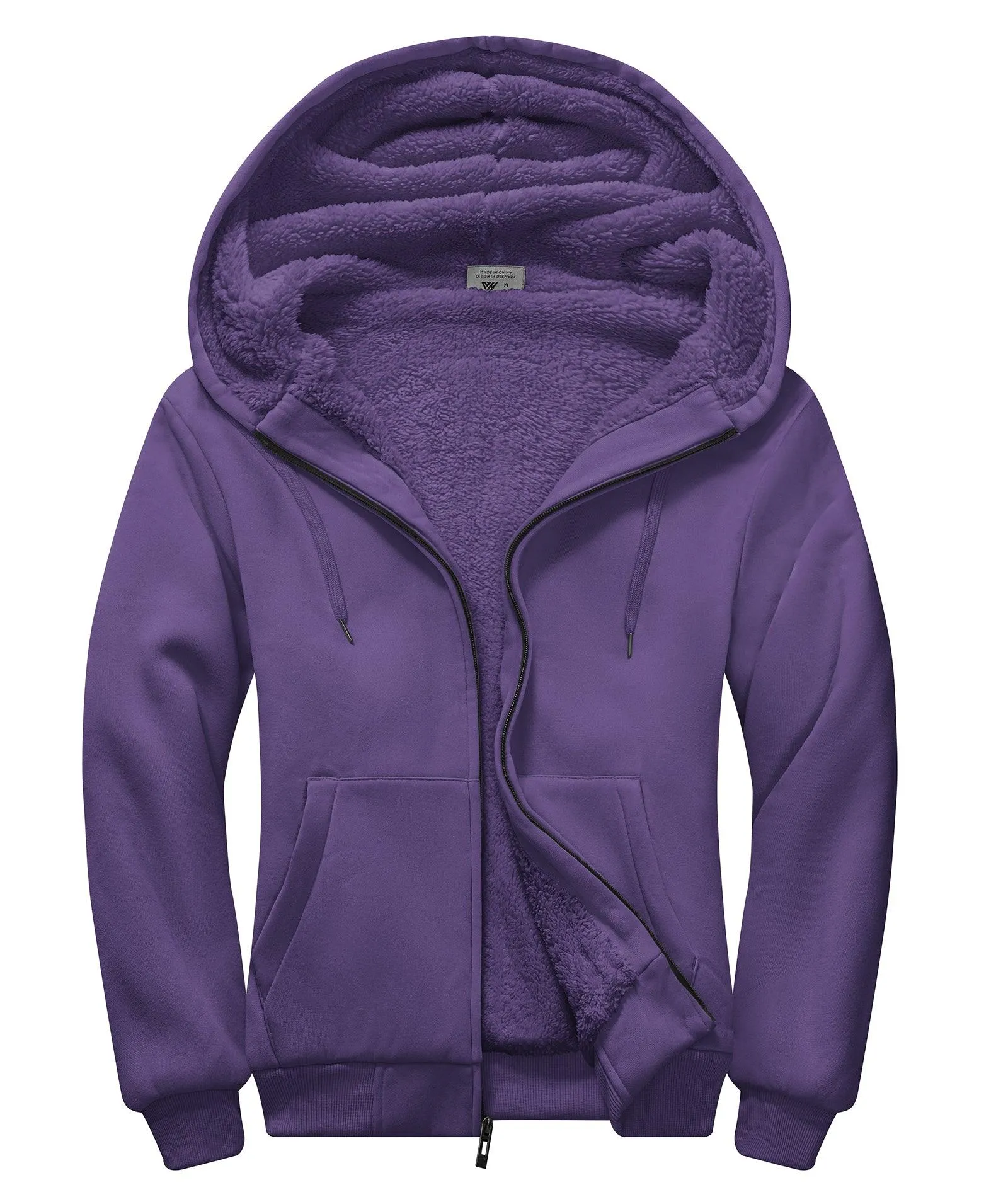 Men's Solid Color Sherpa Fleece Lined Hoodie-ZPK006403