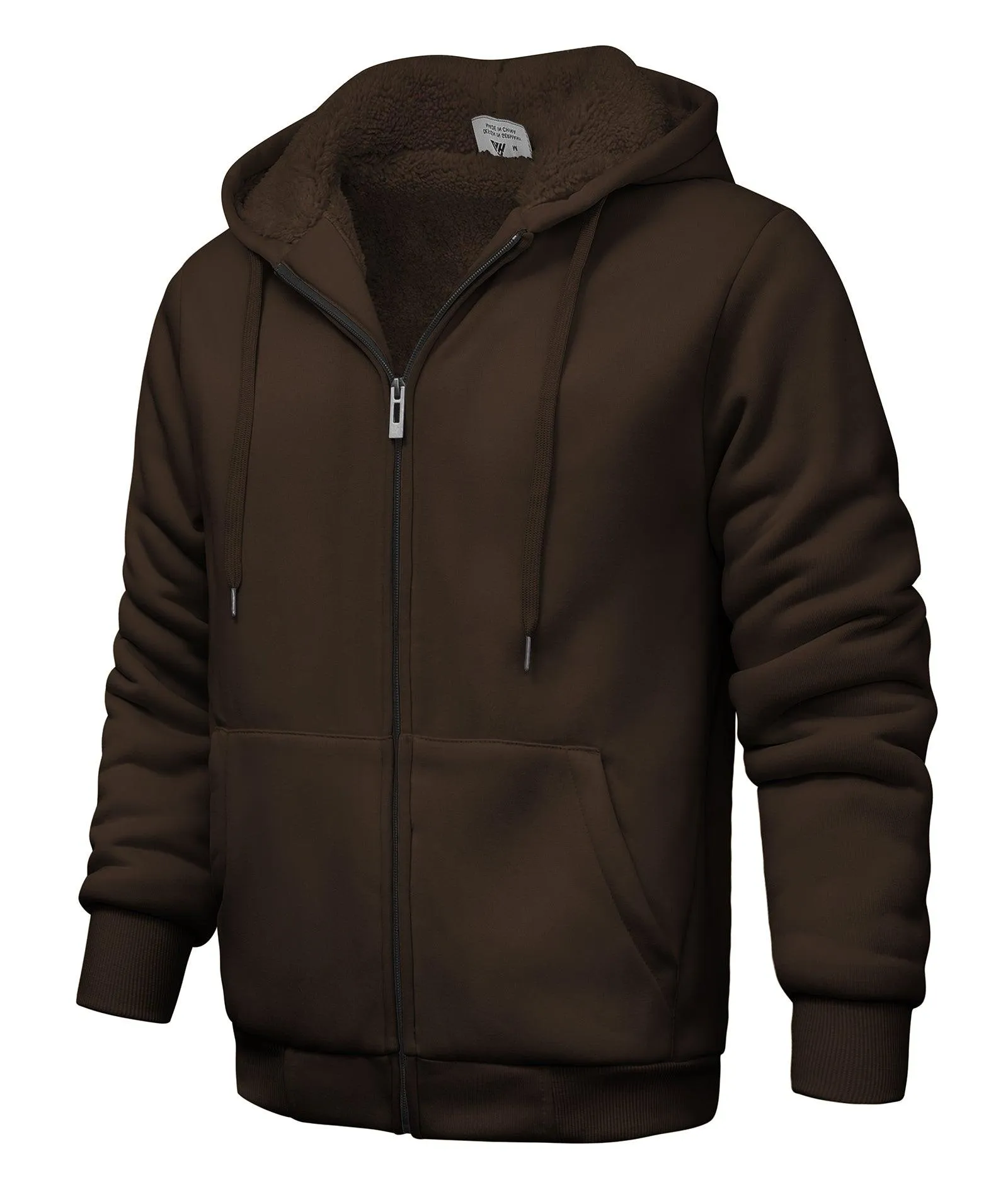 Men's Solid Color Sherpa Fleece Lined Hoodie-ZPK006403