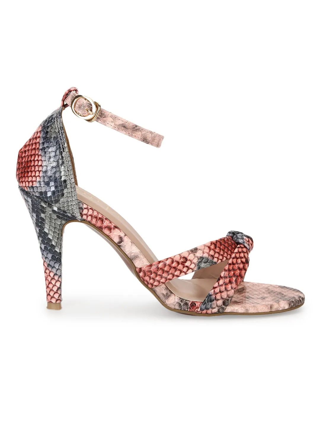 Multicolor Snake Strappy Stilettos