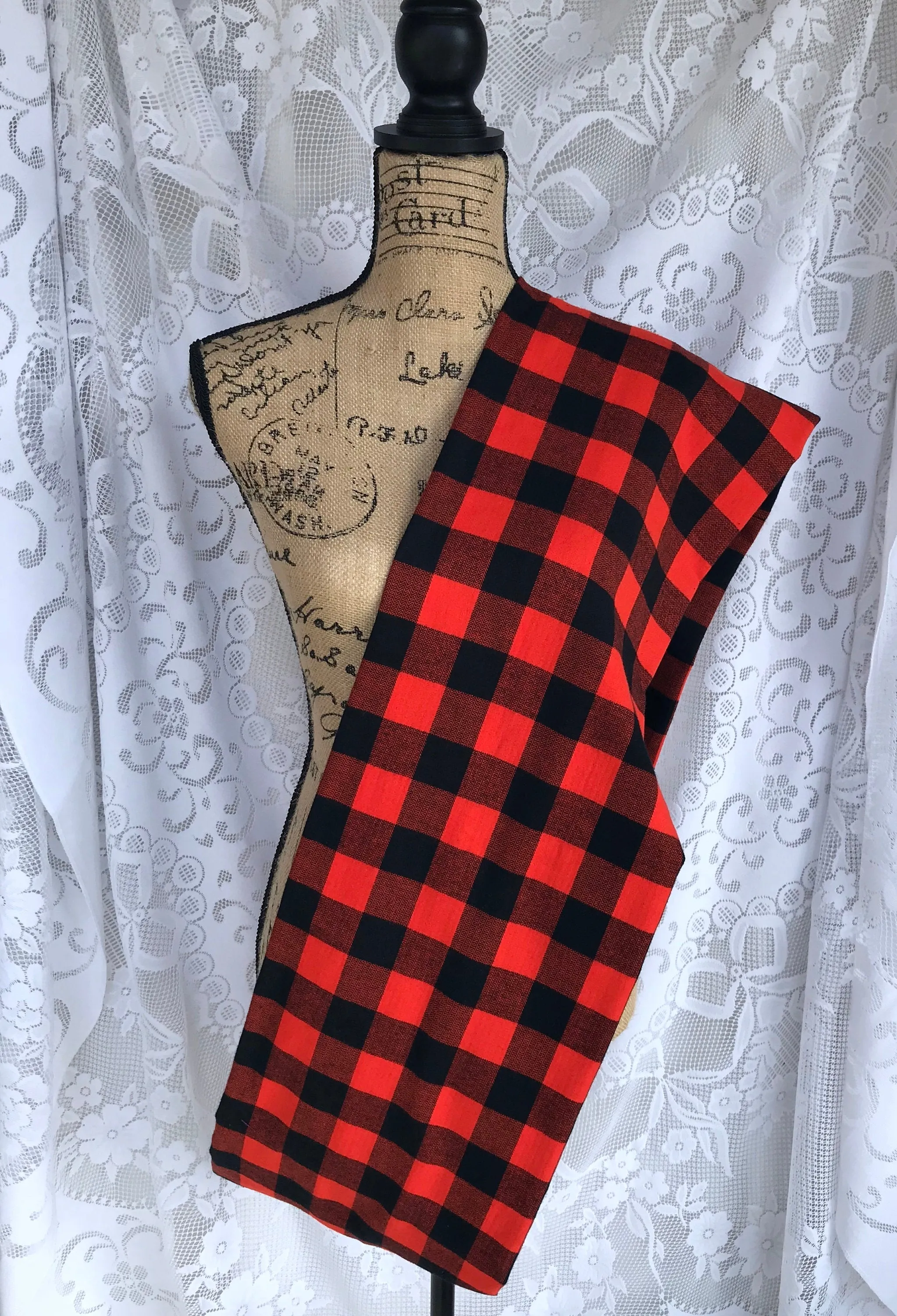 Orange and Black Lightweight Flannel Plaid Infinity or Blanket Scarf Giants Baseball Game Classic Buffalo Lumberjack Check Tartan Wrap