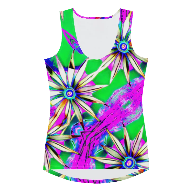 "Electric Bloom" Collection - Designer Long Tank Top