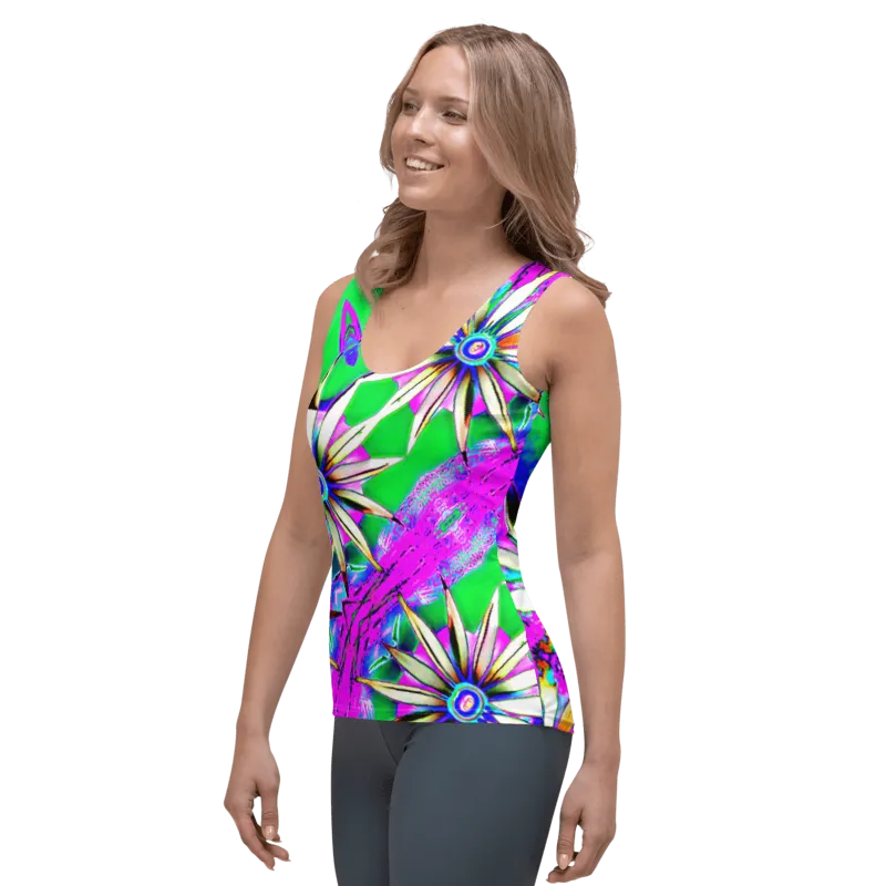 "Electric Bloom" Collection - Designer Long Tank Top