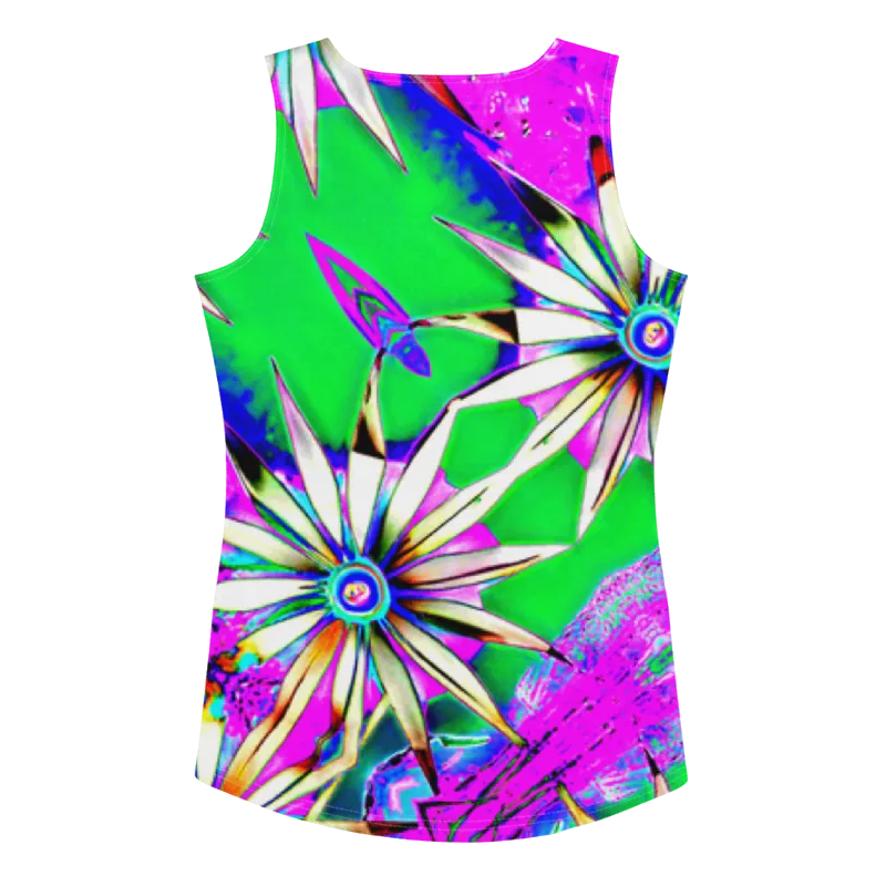 "Electric Bloom" Collection - Designer Long Tank Top