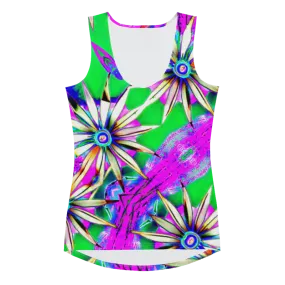 "Electric Bloom" Collection - Designer Long Tank Top