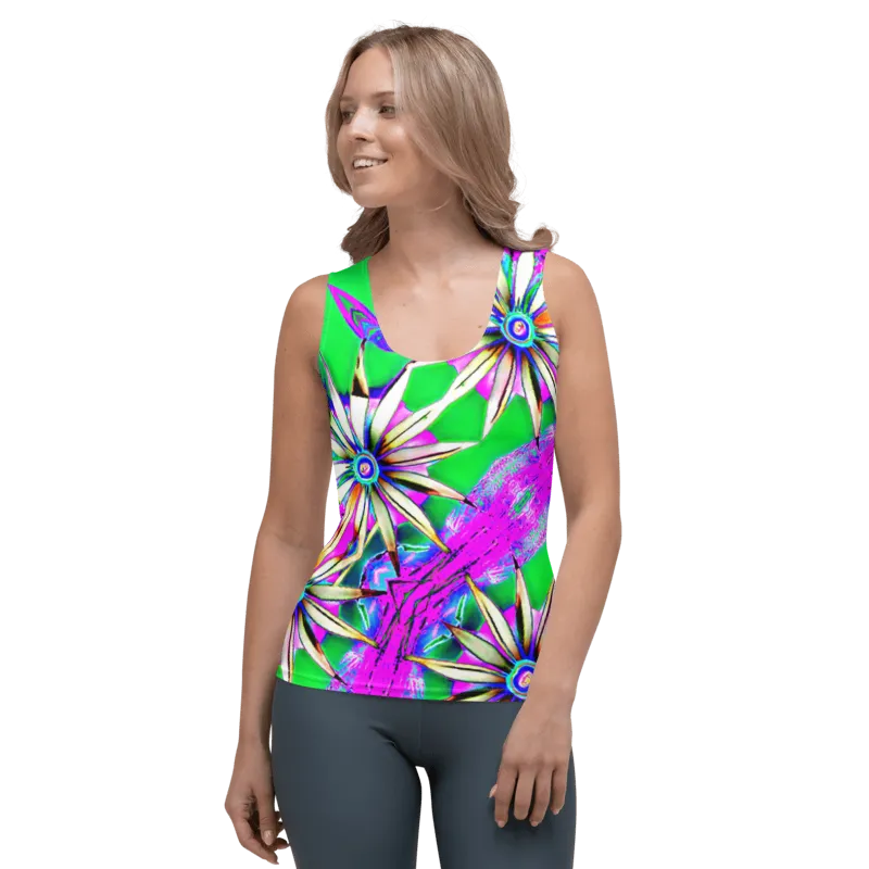 "Electric Bloom" Collection - Designer Long Tank Top