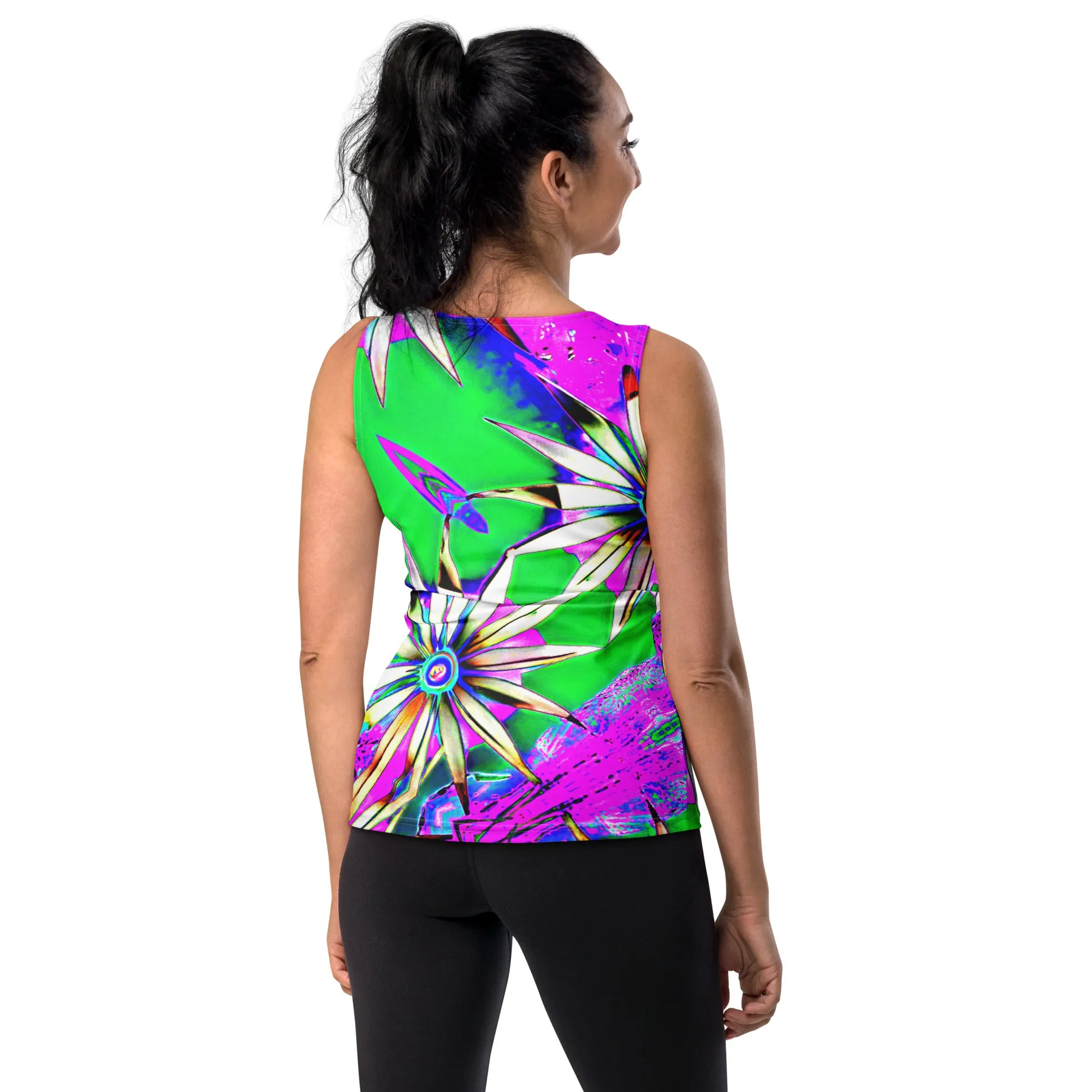 "Electric Bloom" Collection - Designer Long Tank Top