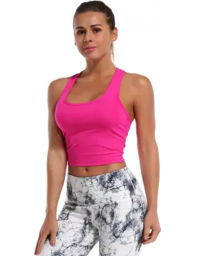 Racerback Athletic Crop Tank Tops magenta_yoga