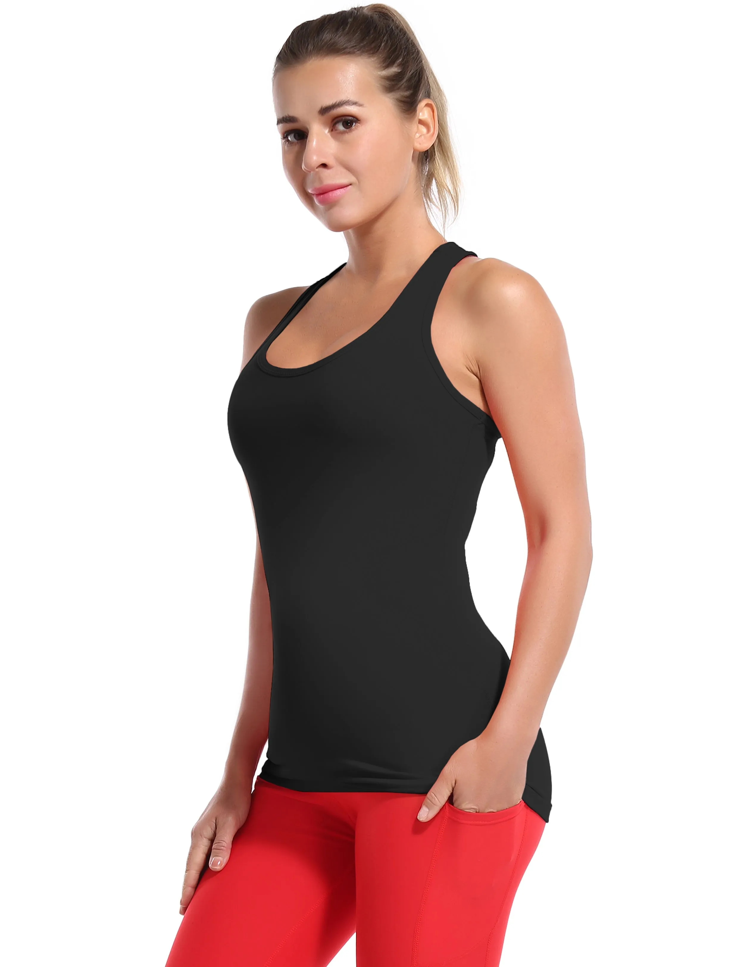 Racerback Athletic Tank Tops black_yoga