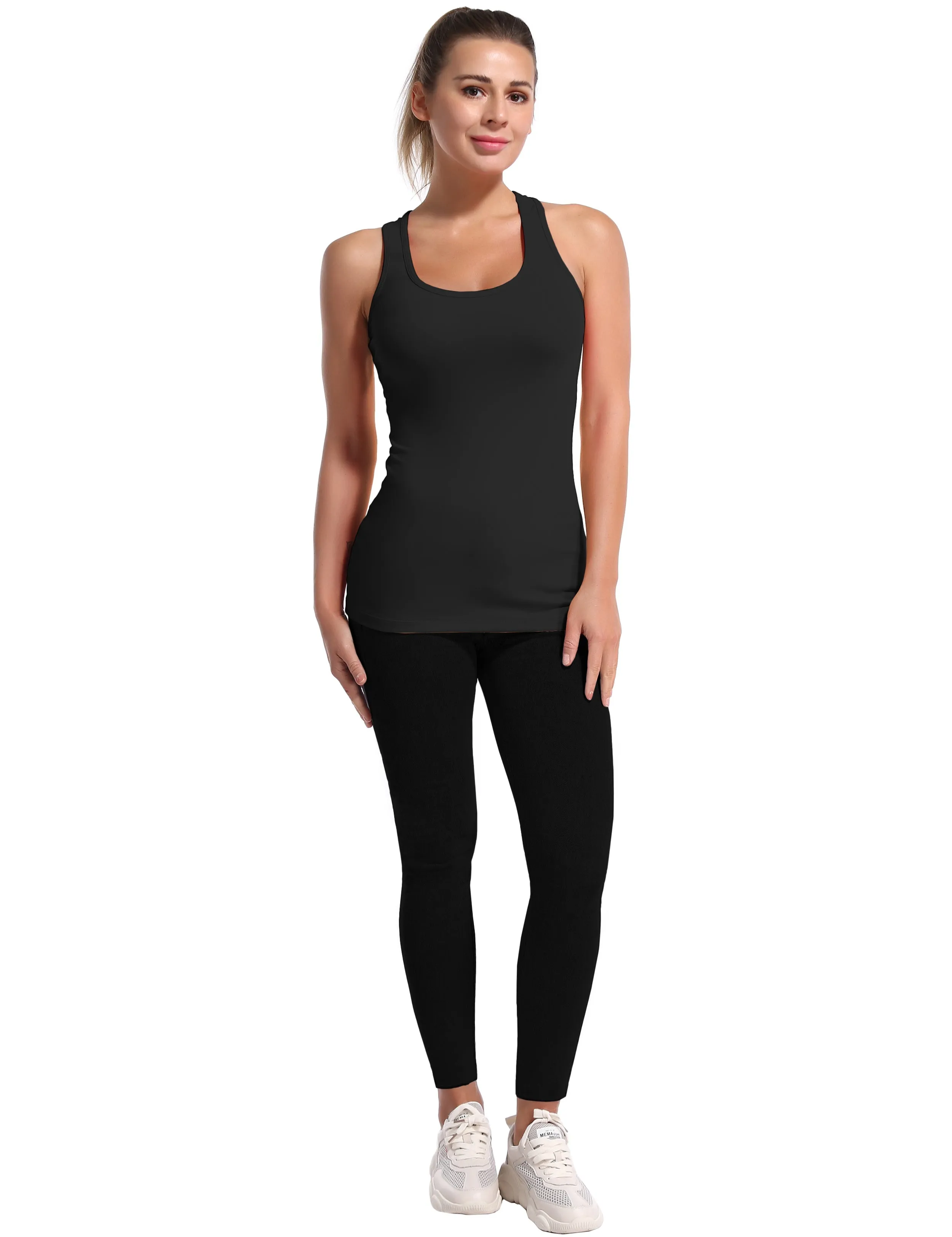 Racerback Athletic Tank Tops black_yoga