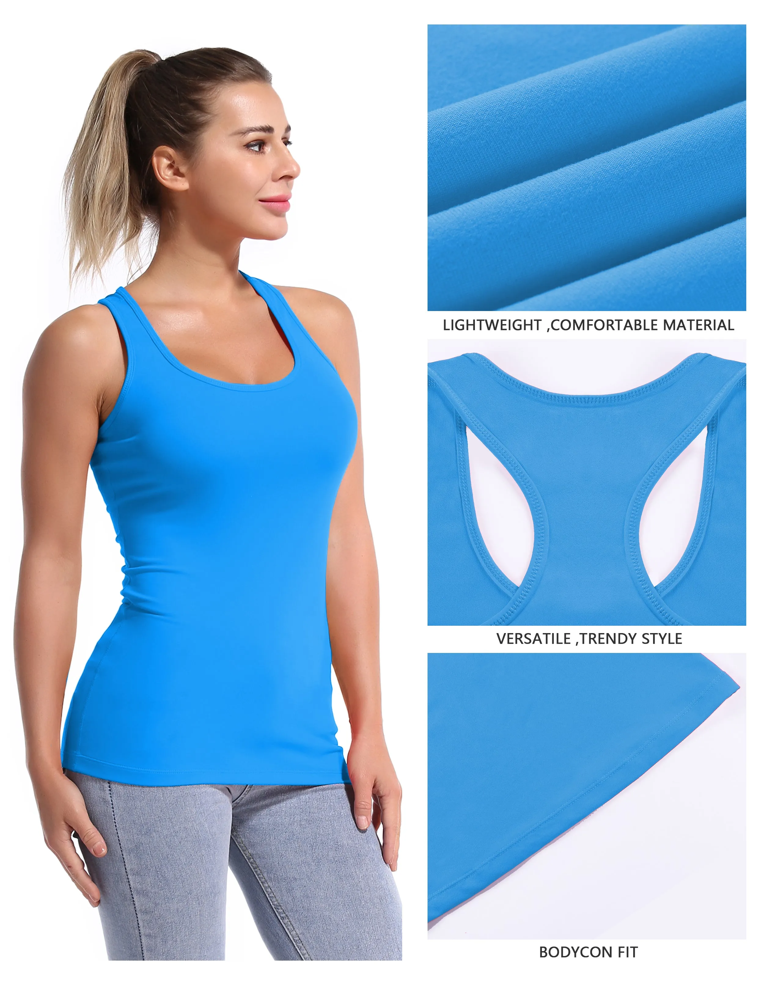 Racerback Athletic Tank Tops electricblue_yoga