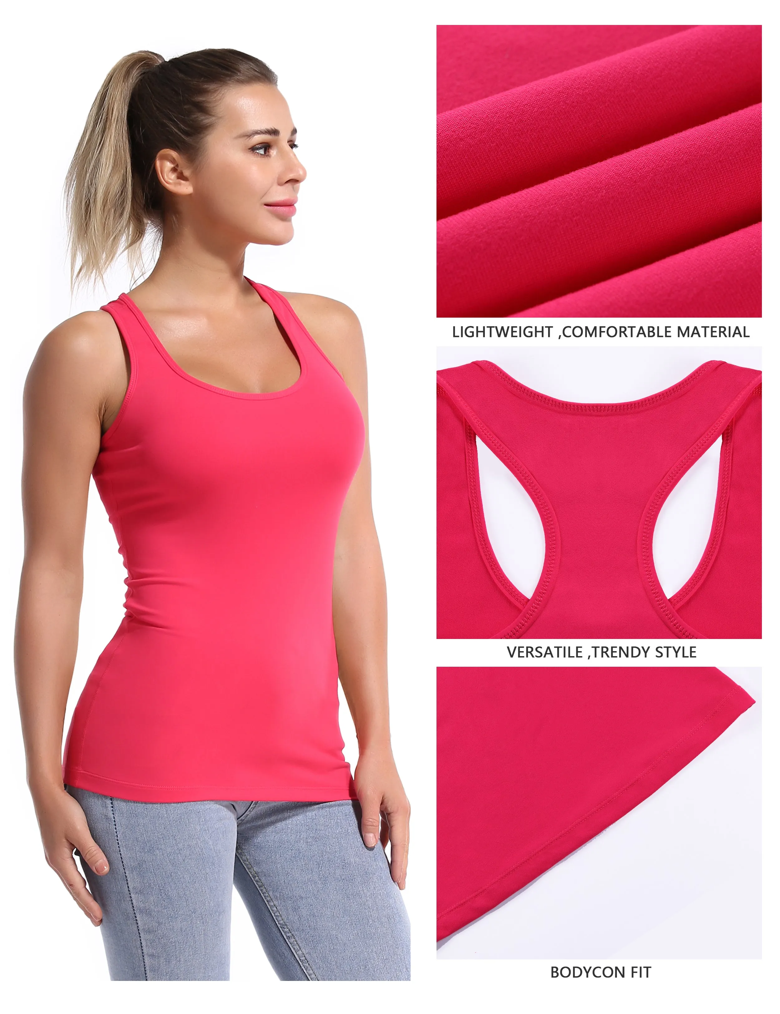 Racerback Athletic Tank Tops red_yoga