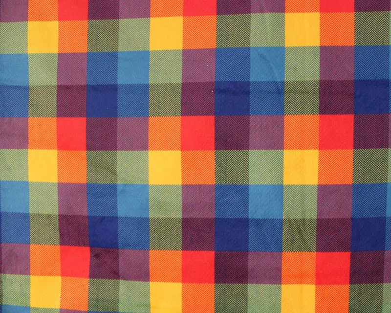 RAINBOW CHECK SHERPA BACKED FLEECE PER METRE