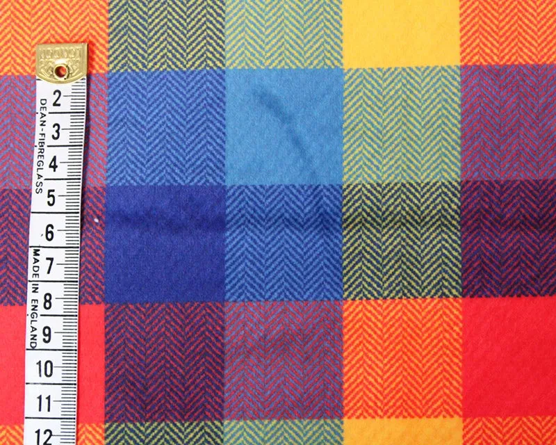 RAINBOW CHECK SHERPA BACKED FLEECE PER METRE