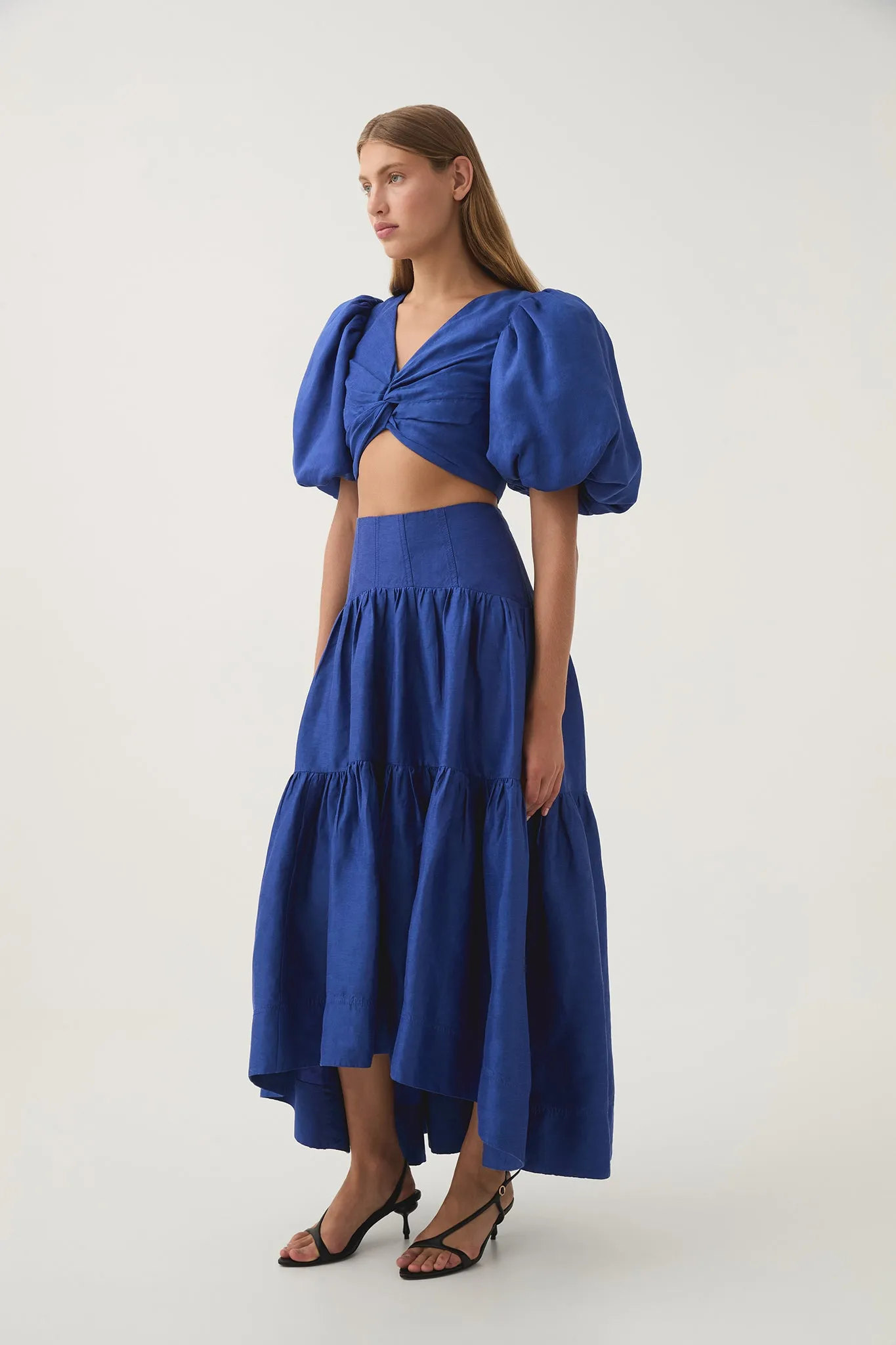 Reverb Gathered Midi Skirt