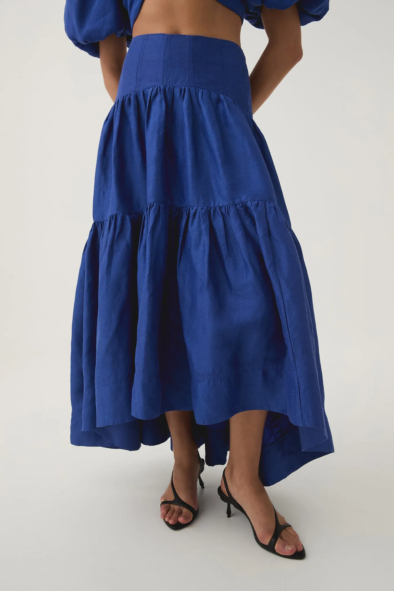 Reverb Gathered Midi Skirt