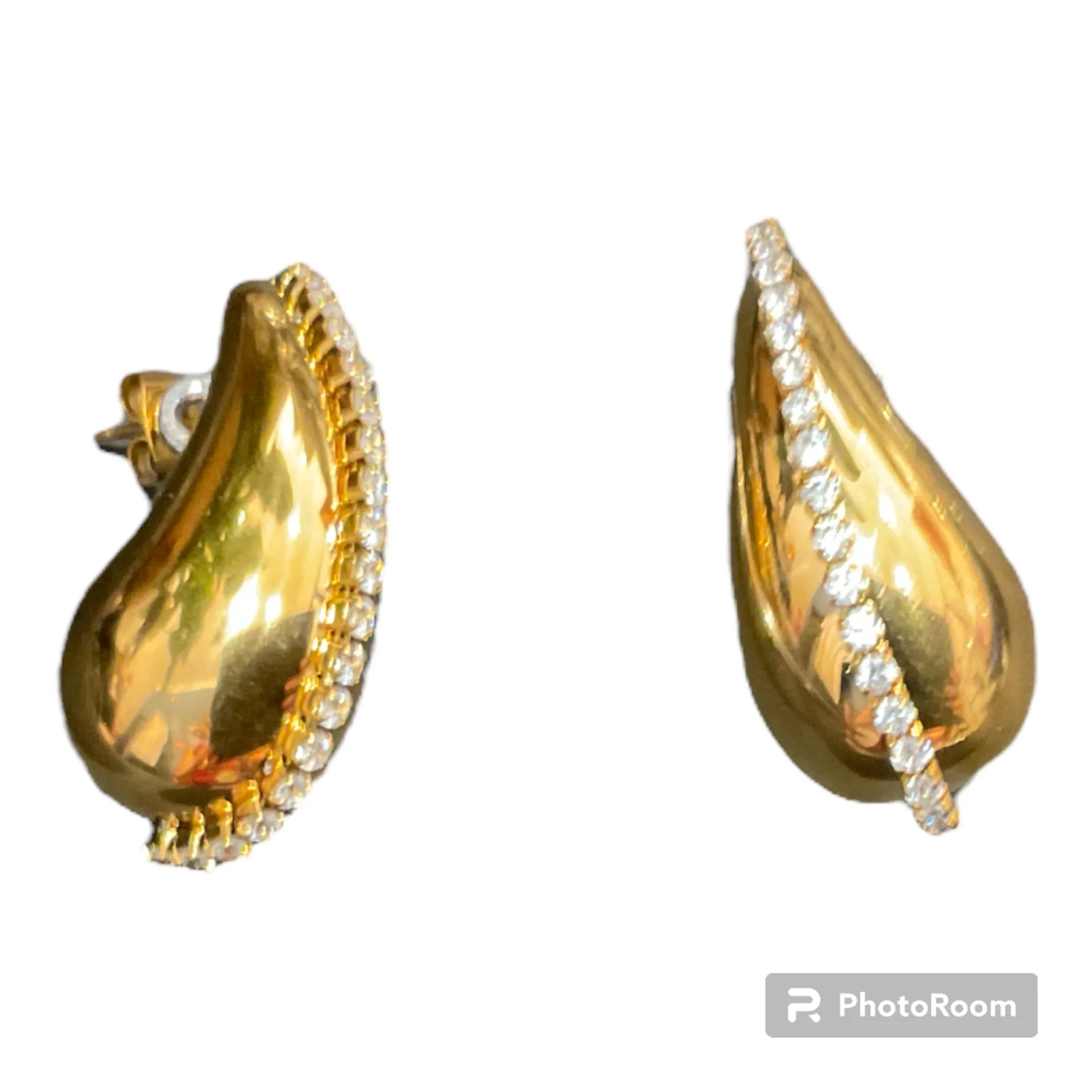 Secretly Posh Gold And Diamante Tear Drop Earrings