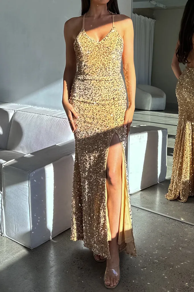 Shania Sequin Gown - Gold