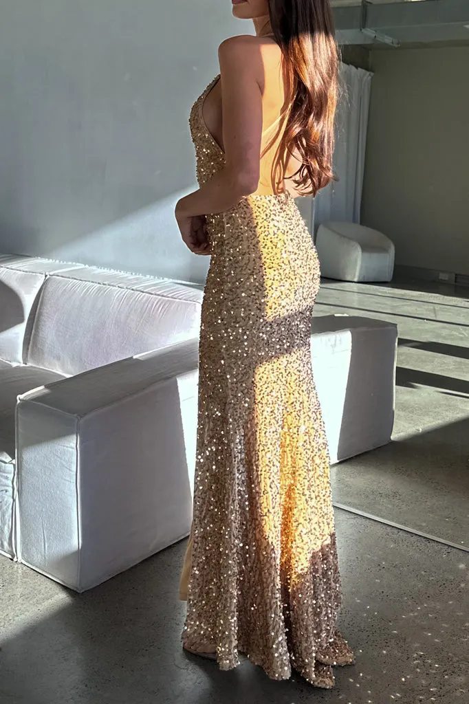 Shania Sequin Gown - Gold