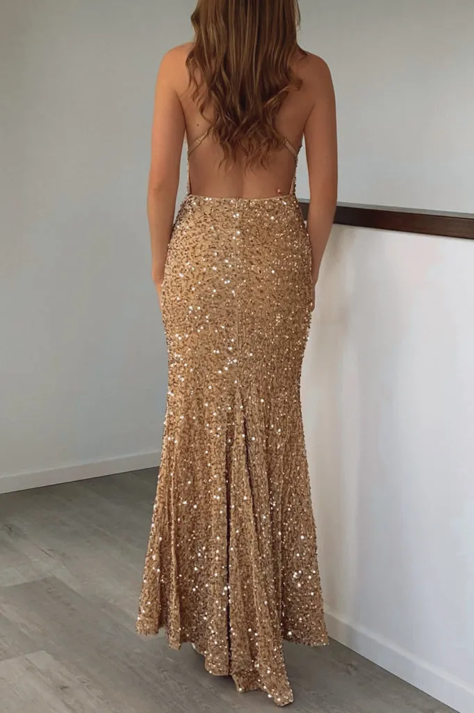 Shania Sequin Gown - Gold