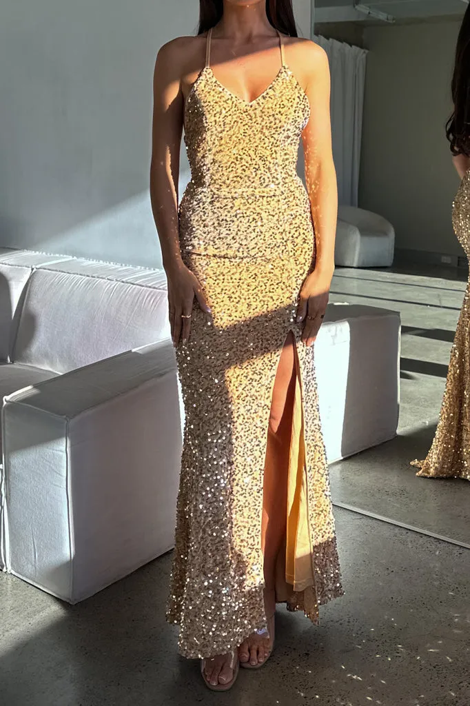 Shania Sequin Gown - Gold