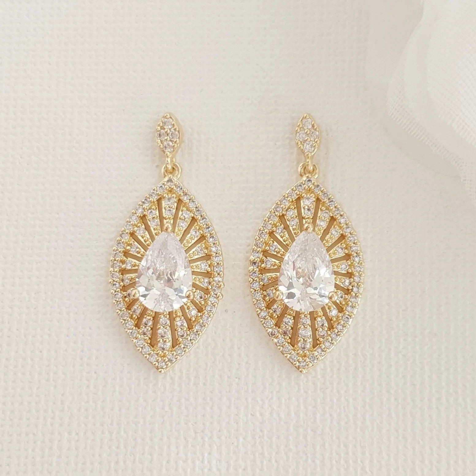 Short Drop Bridal Earrings-Zoey