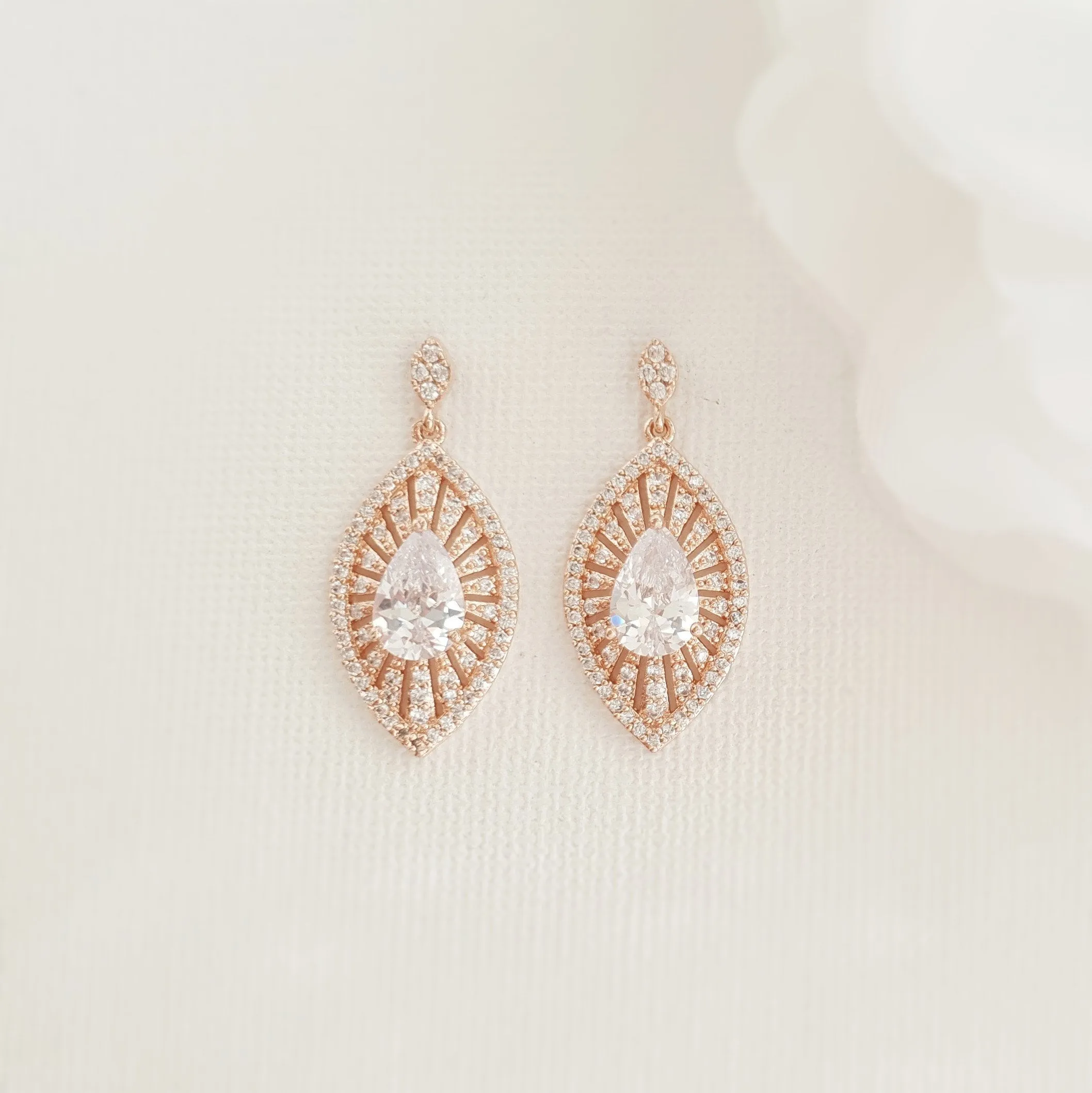 Short Drop Bridal Earrings-Zoey