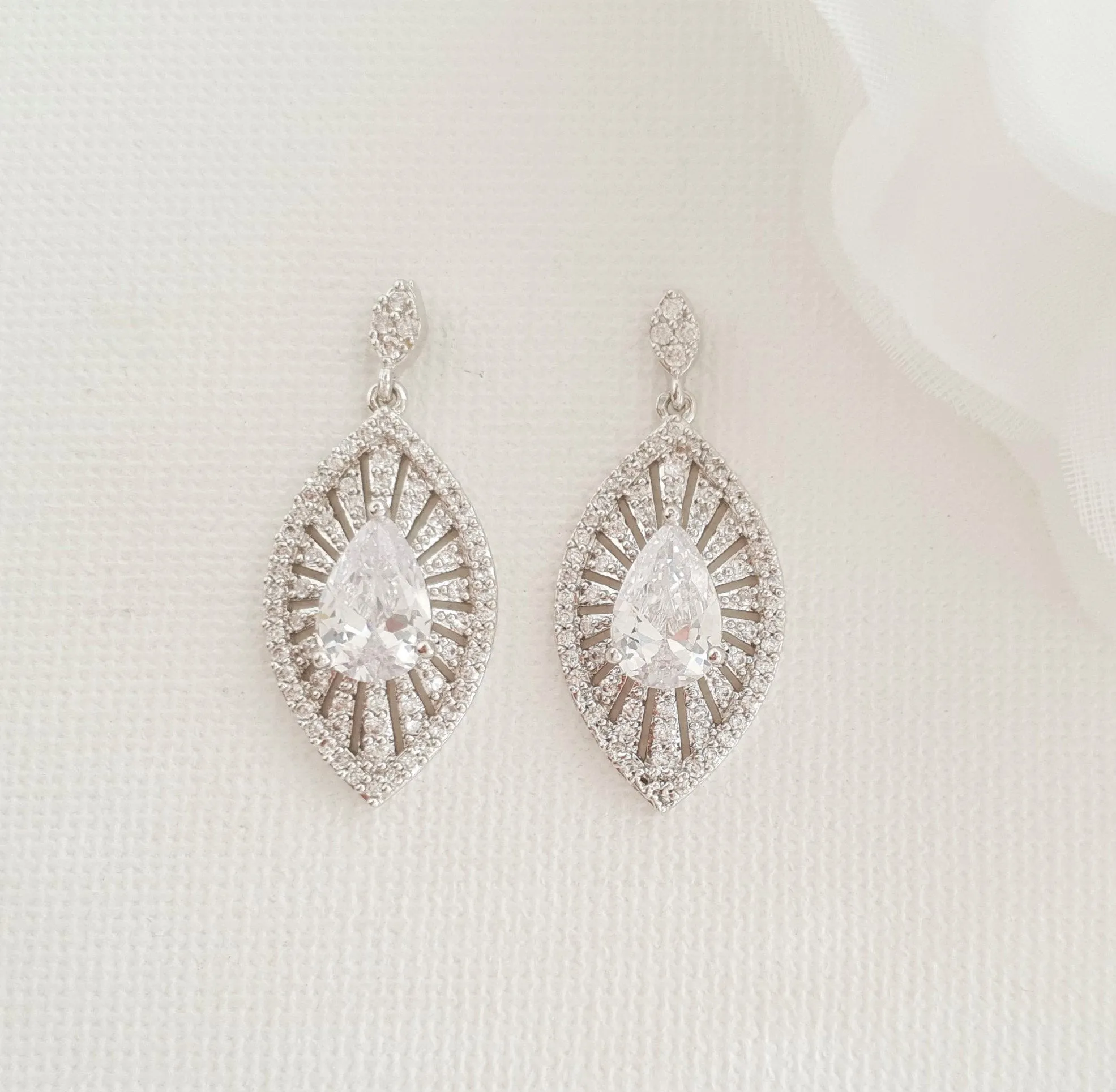 Short Drop Bridal Earrings-Zoey