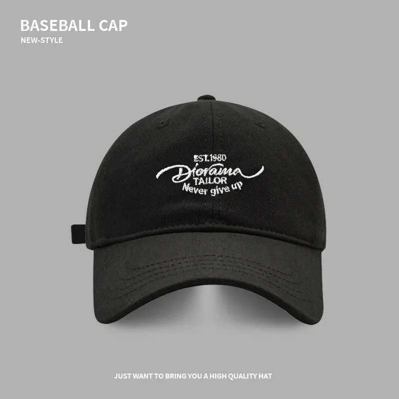 Simple letter embroidery versatile baseball cap spring and autumn large head circumference showing face small wide brim peaked cap couple trendy hat