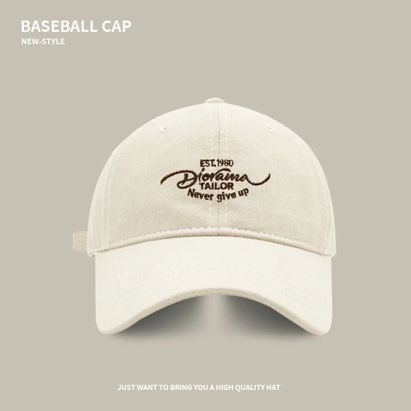 Simple letter embroidery versatile baseball cap spring and autumn large head circumference showing face small wide brim peaked cap couple trendy hat