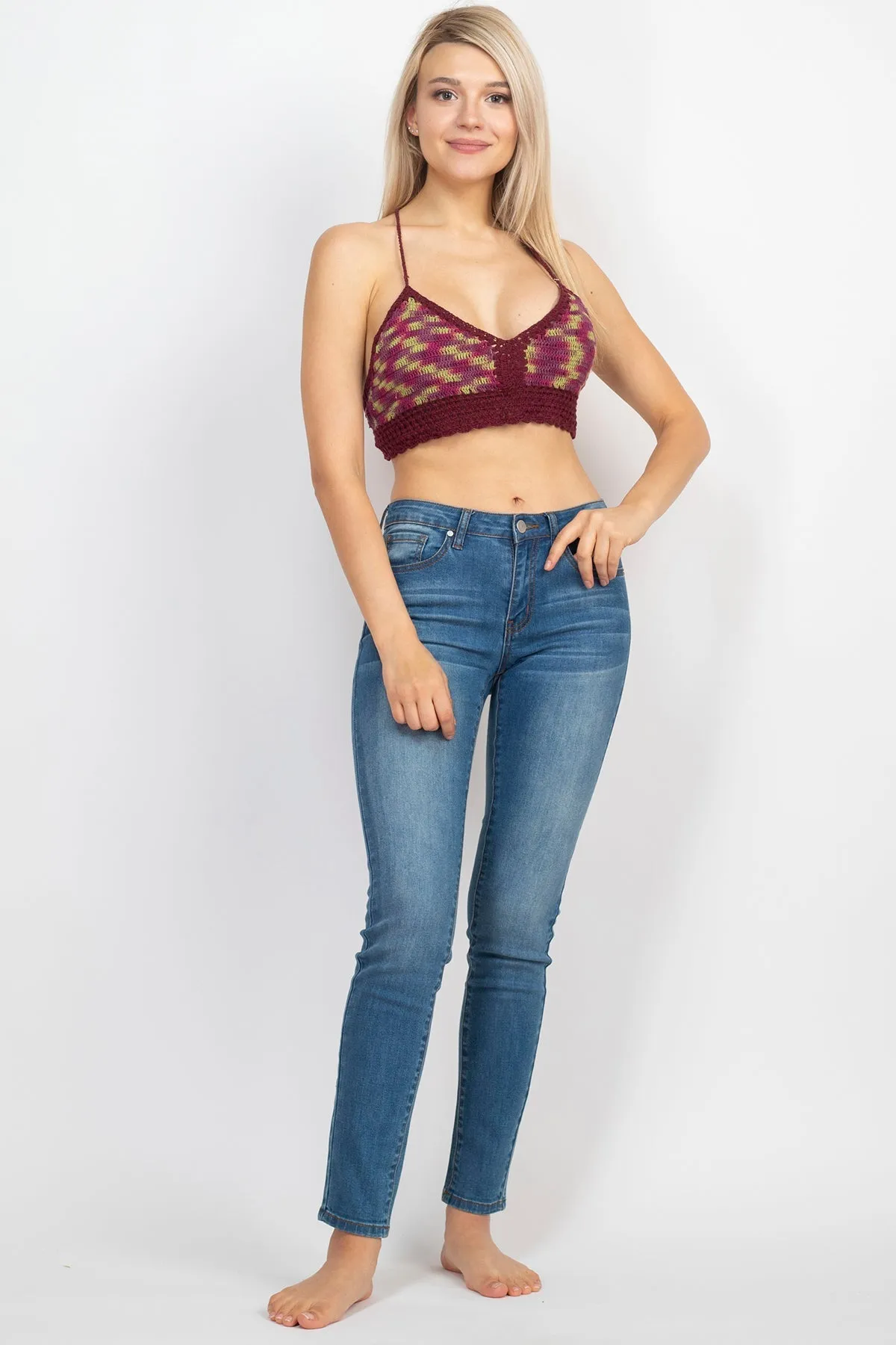 Solid Space Tie-dy Crochet Top