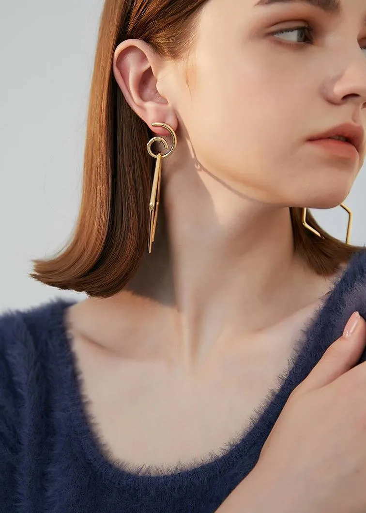 Square Geometric Drop Statement Earrings