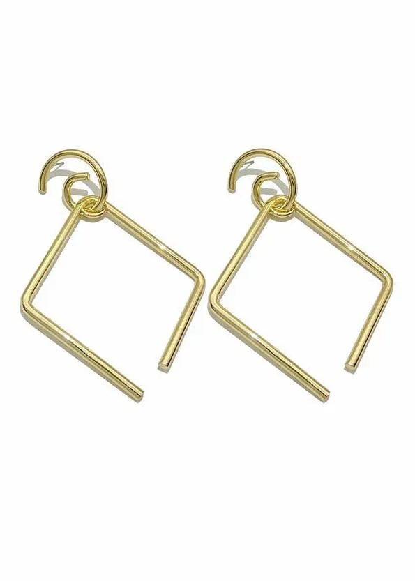 Square Geometric Drop Statement Earrings