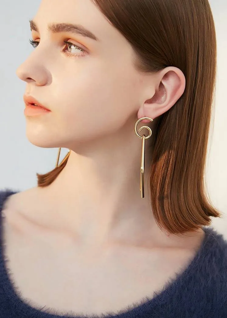 Square Geometric Drop Statement Earrings