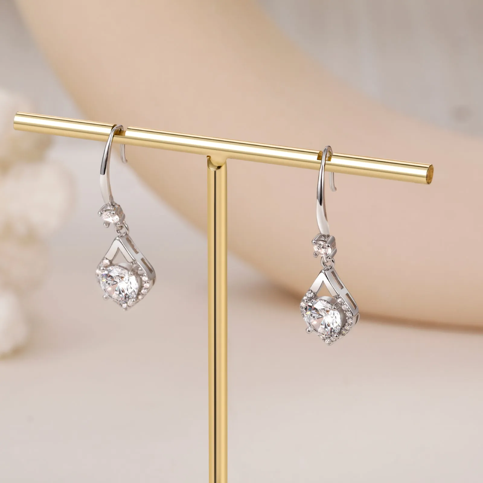 Sterling Silver Cubic Zirconia Drop Earrings