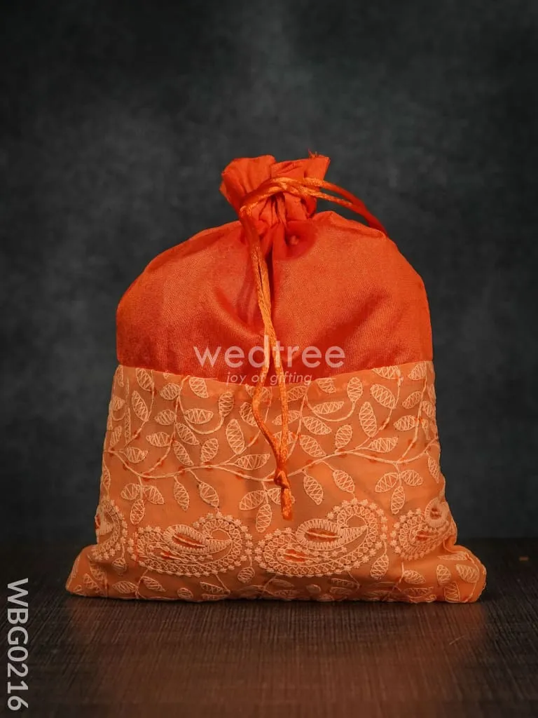 String Bag with Mango Design Embroidery work - 8  x 11 Inches - WBG0216