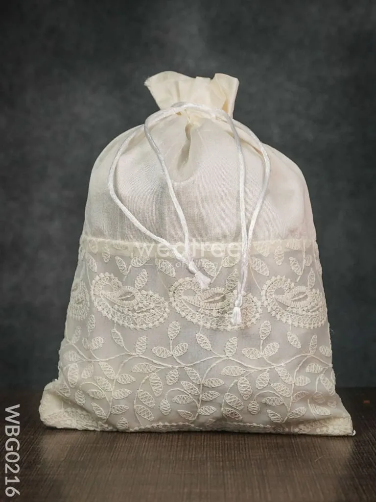 String Bag with Mango Design Embroidery work - 8  x 11 Inches - WBG0216