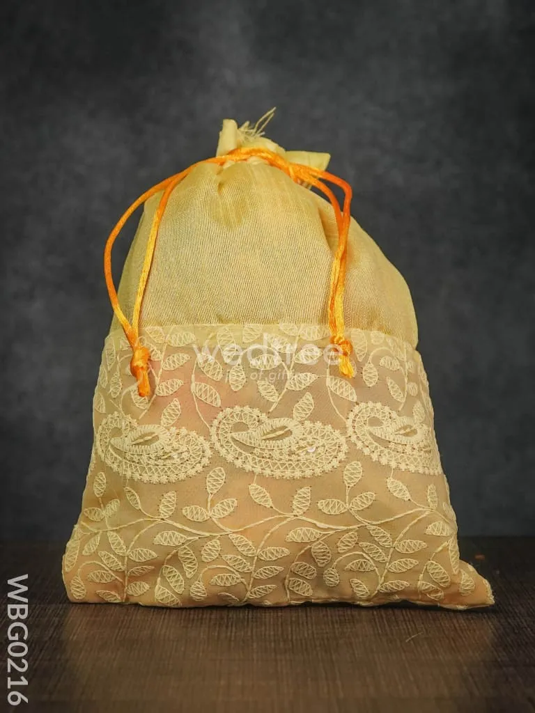 String Bag with Mango Design Embroidery work - 8  x 11 Inches - WBG0216