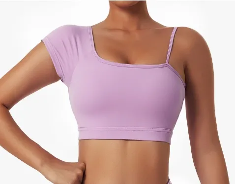 Summer Sexy Oblique Shoulder Yoga Clothes Tops