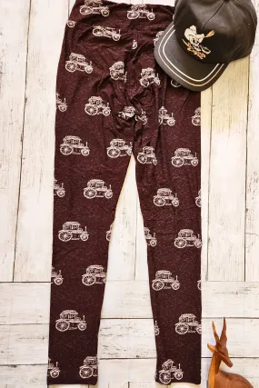 Vintage Car Print Yoga Legging