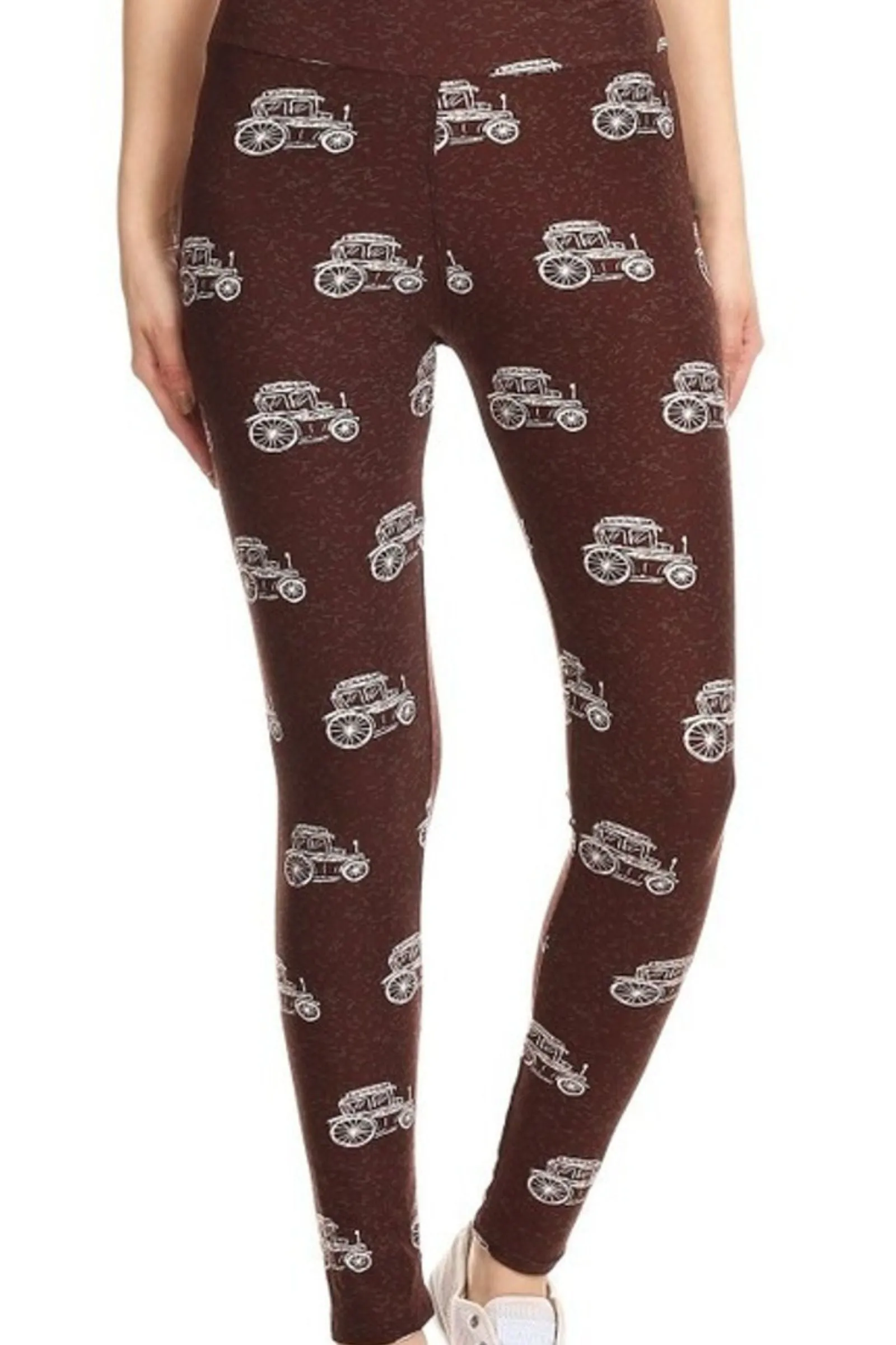 Vintage Car Print Yoga Legging