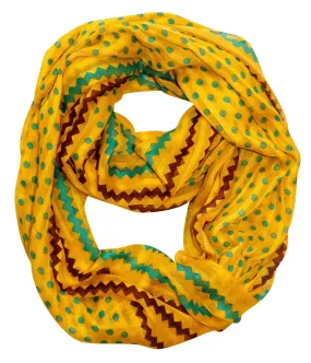 Yellow Chic Polka Dot And Chevron Sheer Infinity Loop Scarf